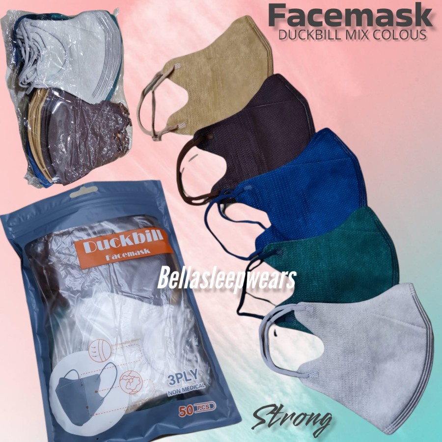 MASKER DUCKBILL FACE MASK PER BOX ISI 50 MASKER DUCKBILL MURAH ADULT FACE MASK WEMAZE QUEEN VIPO YB - BOX HITAM MURAH TERMURAH