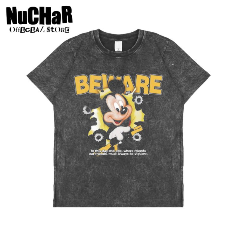Nuchar - T-shirt Oversize Blackwash | Stonewash | Beware Micky Mouse Disney