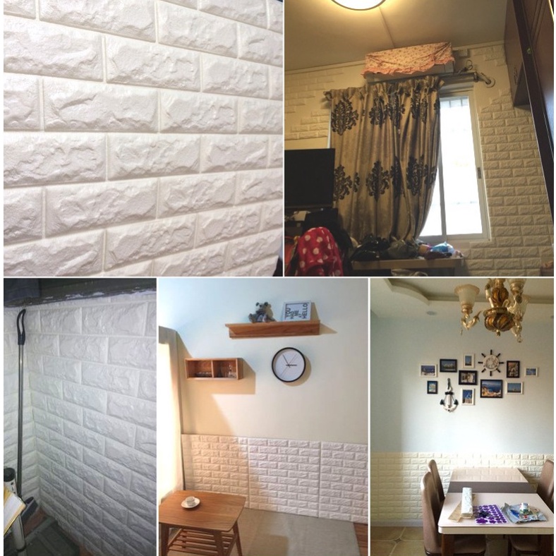 Ready stock Wallpaper Sticker Dinding 3D Waterproof Anti-collision Anti-greasy Wallpaper Brick Super Adhesive Brick Wall Paper Foam Can DIY Design