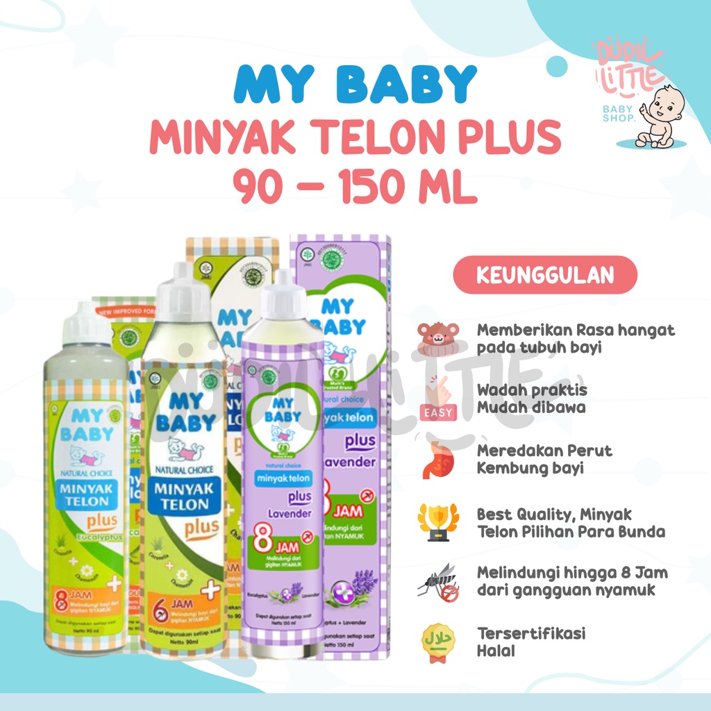 My Baby Minyak Telon Plus Eucalyptus dan Lavender 60 ml - 90 ml - 150 ml Anti Nyamuk 100% ORI