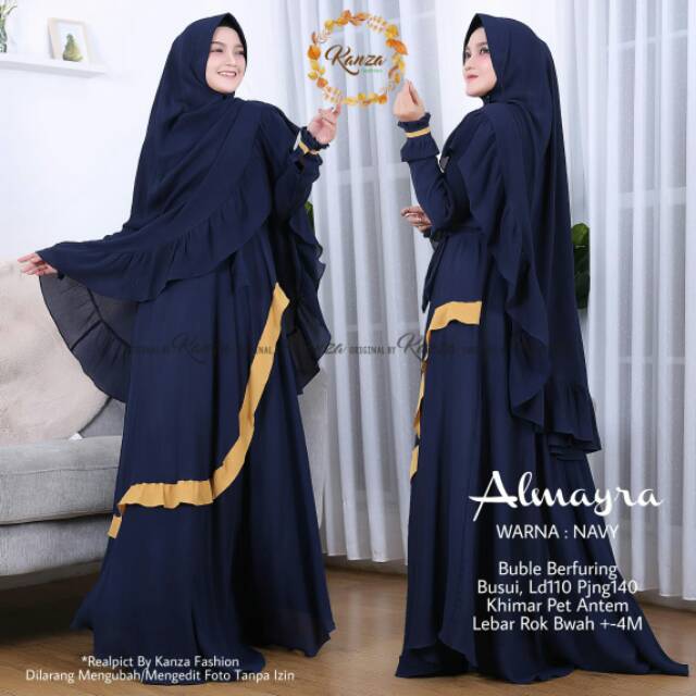 Gamis syari set polos gamis syari HQ gamis original branded Almayra Ori by Kanza