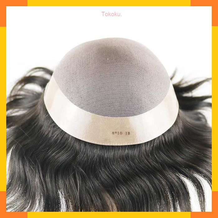 Toupee Pria rambut palsu laki laki toupee rambut asli manusia