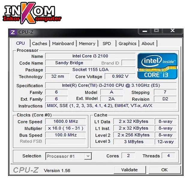 Processor procie Intel Core i3 2100 + FAN Intel ORI