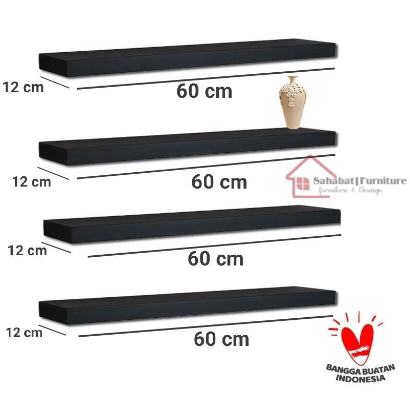 Rak dinding 4 pcs 60cm 60cm 60cm 60 cm Lebar 12 cm
