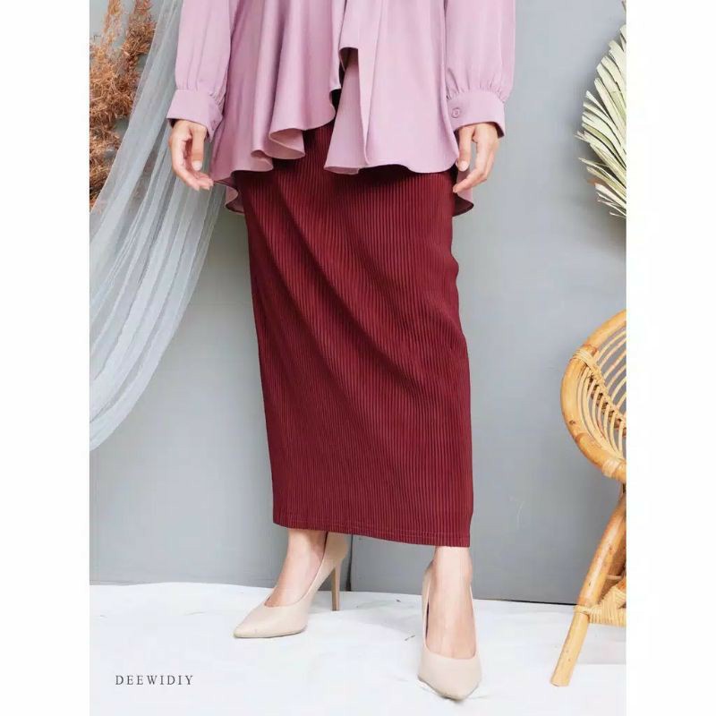 Rok Span | Rok Rajut Panjang /Rok Wanita Rajut / Rok Premium Rajut / Span Rok /Knit  Skrit-Maroon