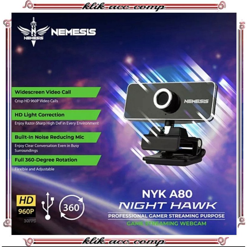 Camera Webcam NYK nemesis ORIGINAL A80 BERGARANSI/ A 80 night hawk streamer webcam gaming A-80