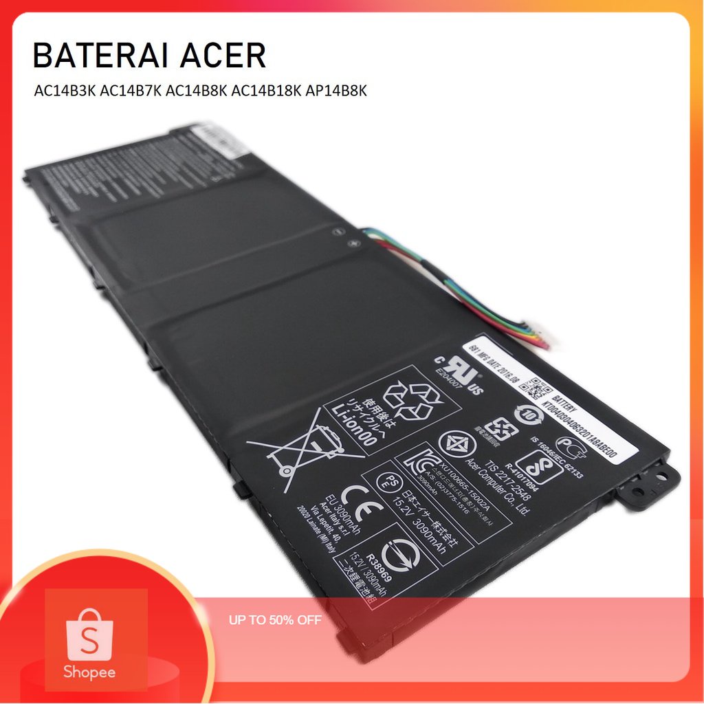 Baterai Original Acer Aspire E3-111 ES1-511 AC14B3K AC14B7K AC14B8K AC14B18K AP14B8K -SmdPart