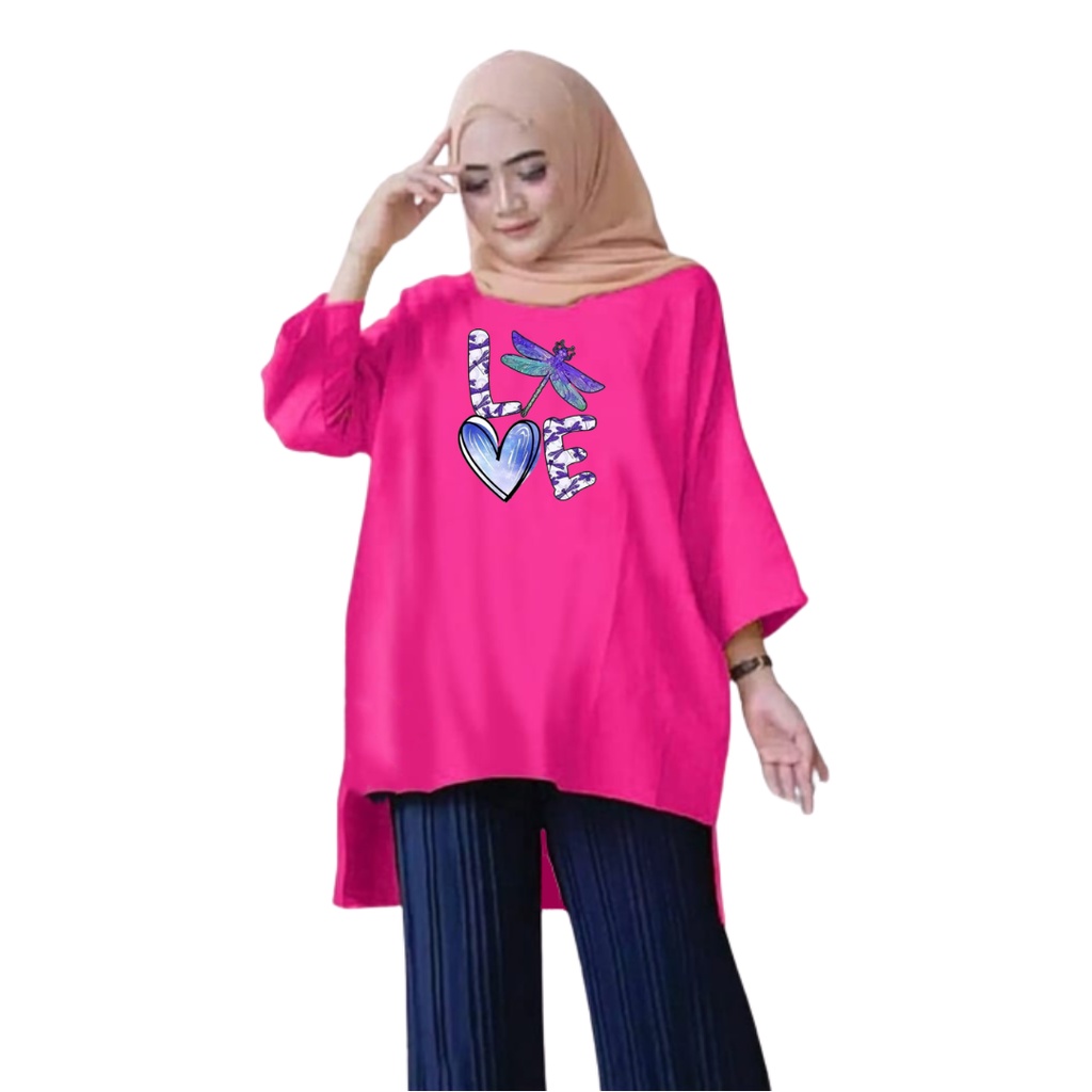 Tunik Jumbo Love Capung/ Atasan Wanita XL, XXL