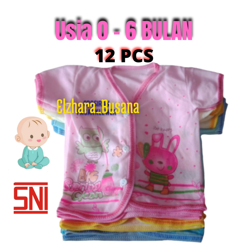 Kaos Baju Bayi Pendek Perempuan Laki Laki 0 1 2 3 4 5 6 Bulan Lusinan / Baju Bayi New Born Cowok Cew