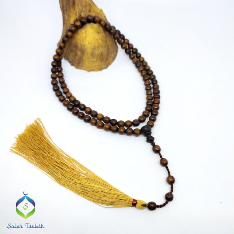 Tasbih Kayu Galih Kemuning Hitam Model Bulat, Size 6mm_COD