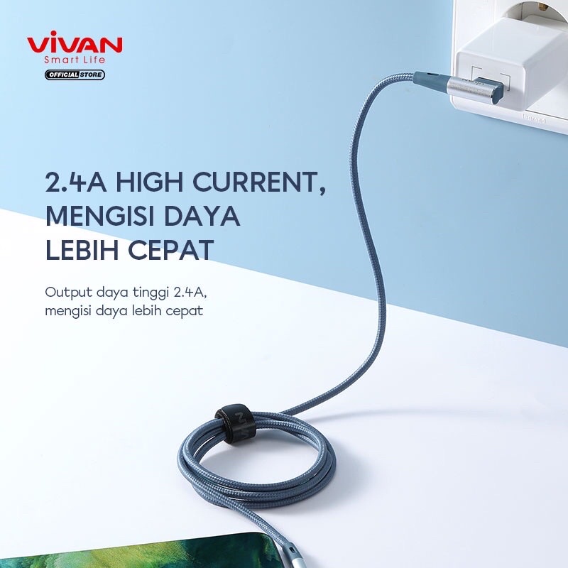 VIVAN BWM100S Kabel Data Fast Charging Micro USB Gaming Siku 2.4A 100CM - Garansi Resmi 1 Tahun