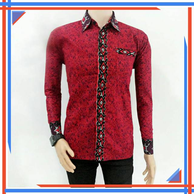 kemeja pria mega mendung merah