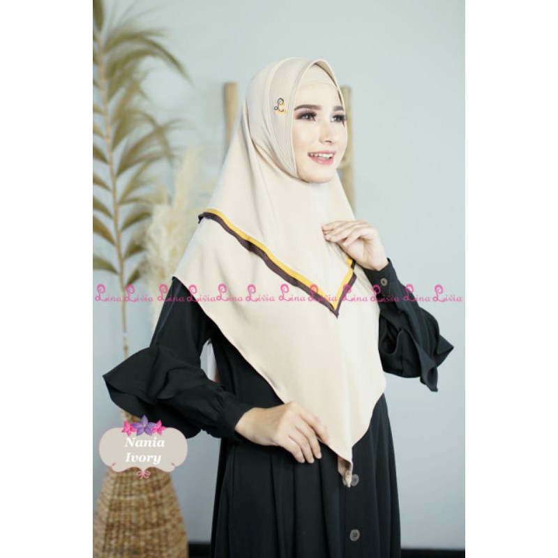 Nania by LinaLivia | Hijab Instan | Jilbab Instan | Jilbab Terlaris  |Jilbab Rebutan-Ivory