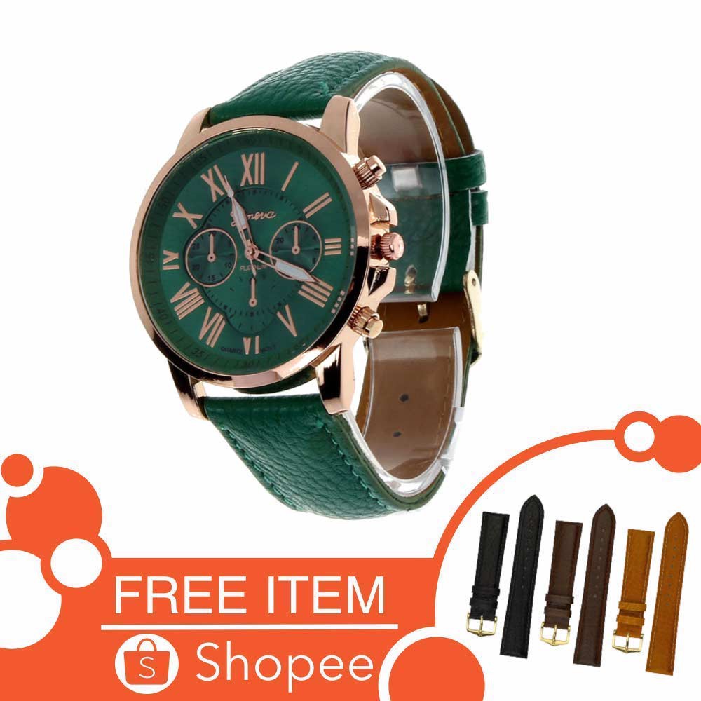 Geneva Fashion Leather Jam  Tangan  Wanita Hijau Tua TPT 