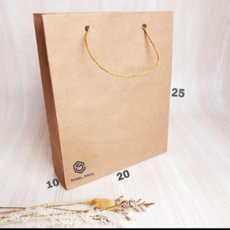 

Paper bag coklat polos per 12pcs 20x10x25 paperbag brownies kertas polos kraft kertas