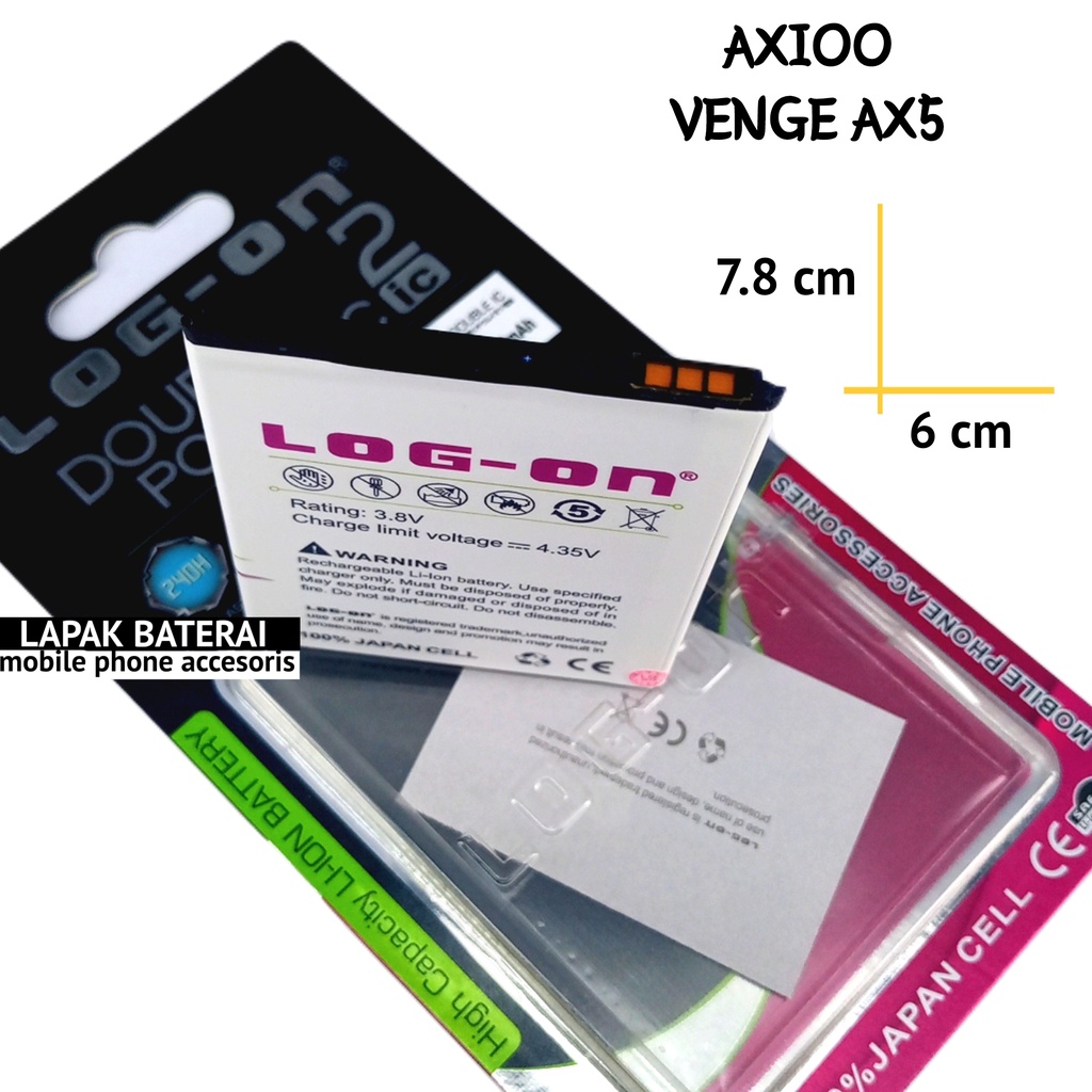 LOG - ON Axio Axioo AX5 Venge Baterai Double IC Protection Battery Batre