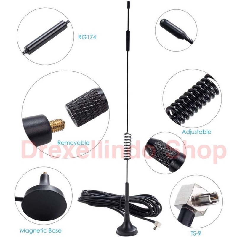 Antena TS9 Spiral 7dBi 4G LTE 3G WCDMA GSM 3G 2.4G Kabel 1.5 meter