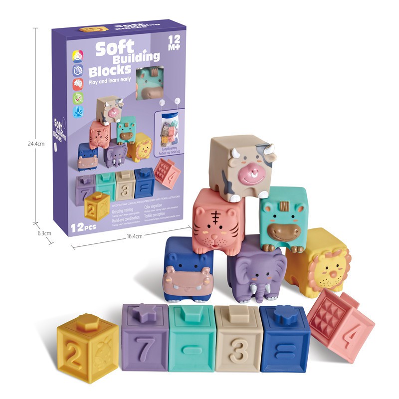 HZ Soft Building Blocks / Mainan Balok Lentur / Balok Karet Halus / Animal Cute Soft