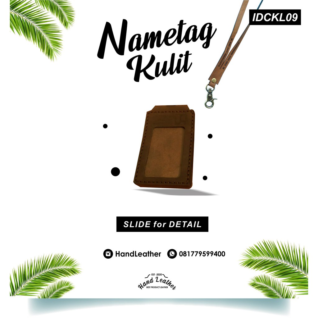 

Nametag Holder model lipat kulit sapi asli | custom logo nama