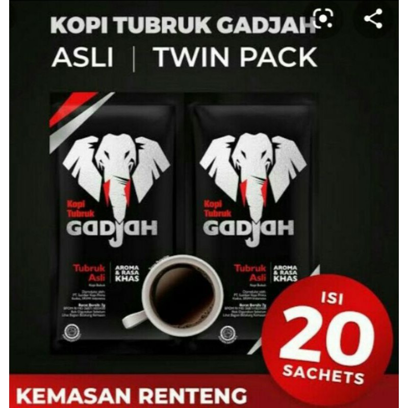 

Kopi Tubruk Gadjah 7 Gram/20 Sachet