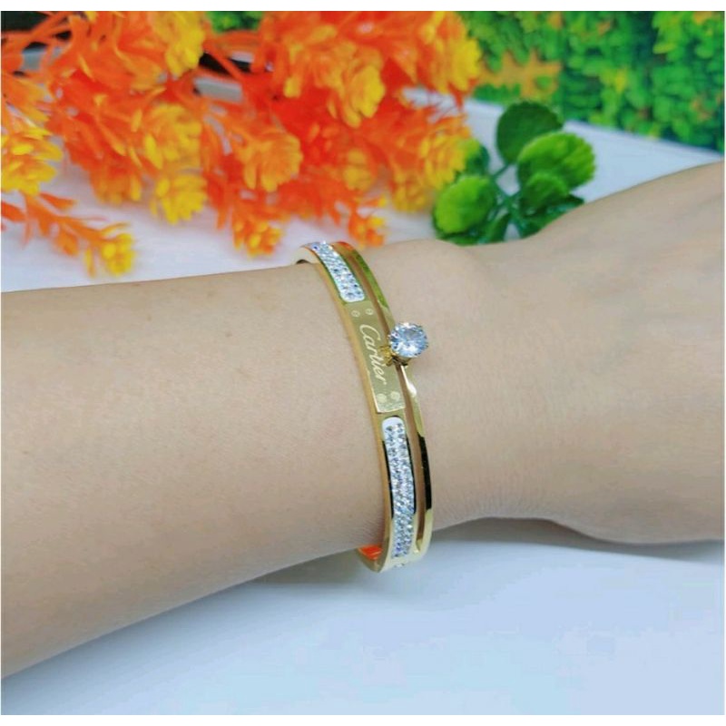 Gelang tangan titanium / gelang CTR batu zircon