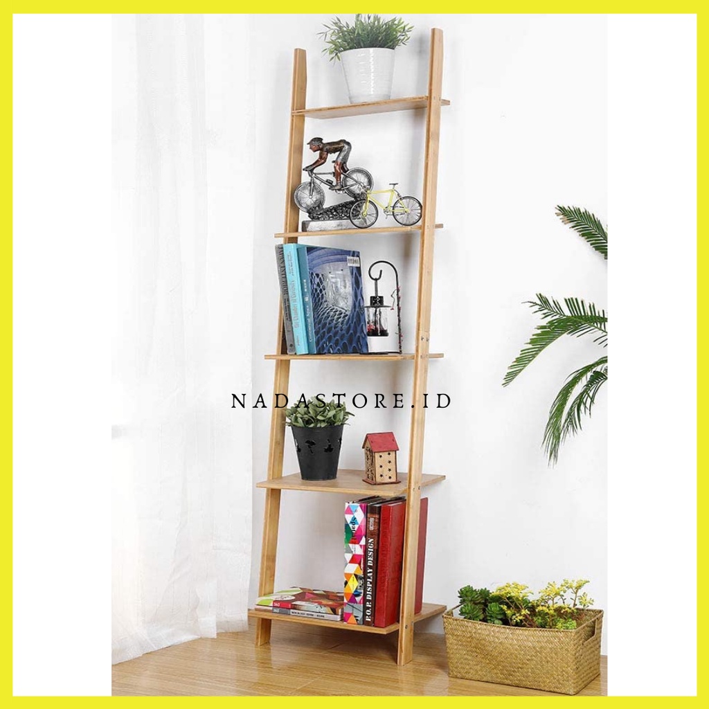 Rak Tangga Rak Buku 5 Tingkat /  Rak Penyimpanan / Tangga Stand Bunga Tanaman / Rak Display Sudut untuk Ruang Tamu