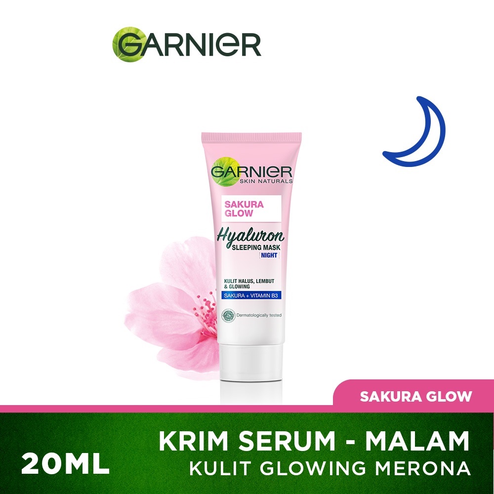 GARNIER SAKURA GLOW HYALURON SLEEPING MASK 20ML | KRIM MALAM BY AILIN