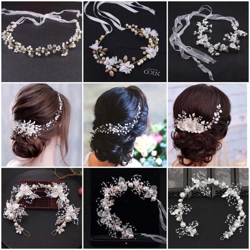 Bandana Mahkota Bunga Cantik Aksen Pita untuk Aksesoris Rambut