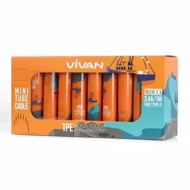 Kabel Data Vivan CTC100 2.4A FastCharging For Type C  Kabel Casan Vivan CTC100 1Box isi 30Pcs