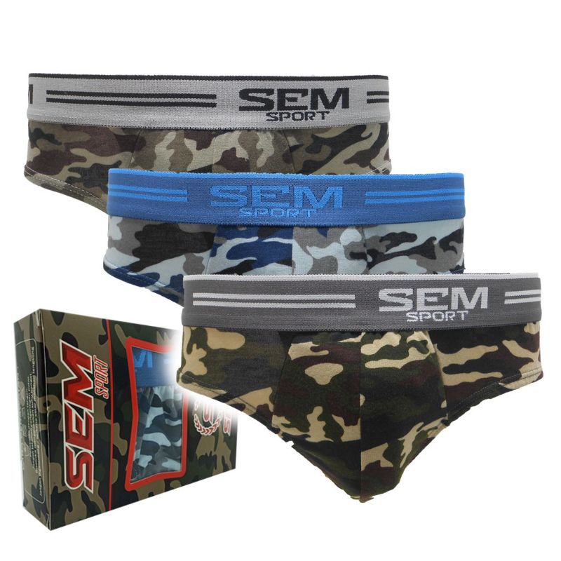 (3 Pcs )CD Laki Celana Dalam Pria Motif Army SEM SPORT