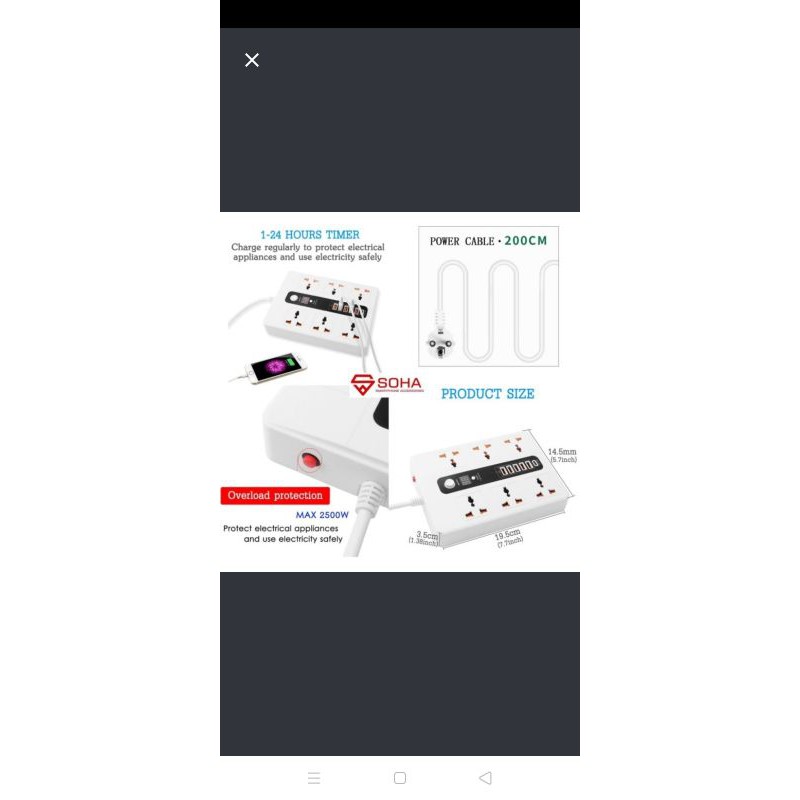 SOHA BKL-11 stop kontak / power socket USB TYPE C timer