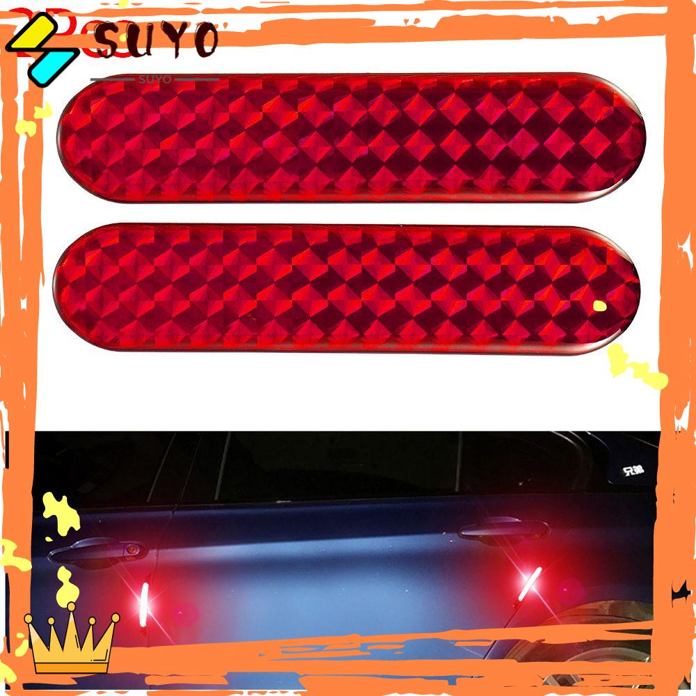 SUYOU 2Pcs Auto Car Reflective Strips Alarm Warning Tape Door Sticker Red Decal Sign Night Lamp Safety Mark