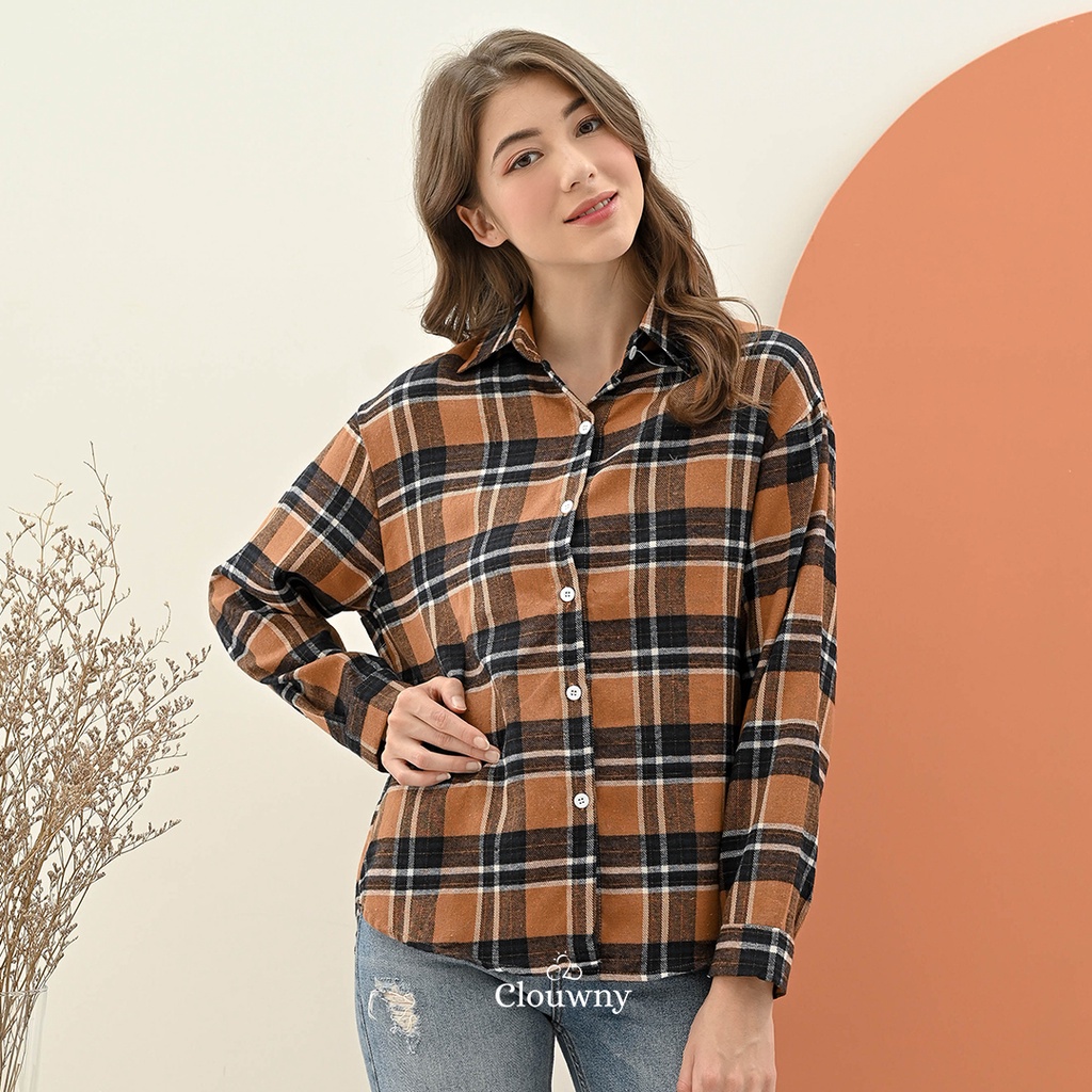 Janson Oversize Shirt Premium Cotton Kemeja Wanita Kotak Kotak Super Adem Busui Friendly-5