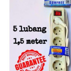 Stop Kontak Saklar 5 lubang + kabel 1,5m Sunfree Jupiter 15