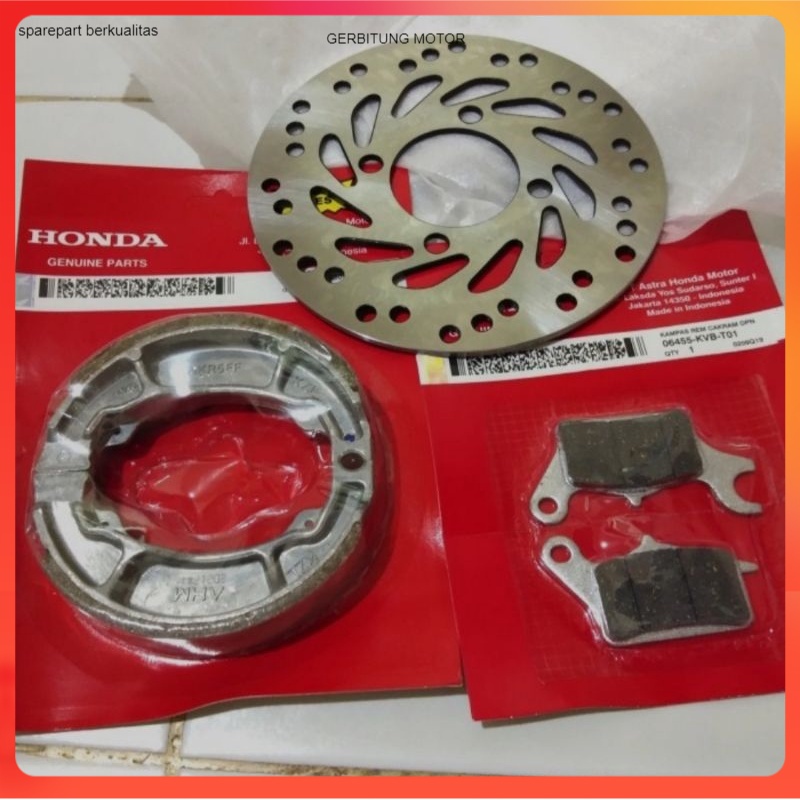 (lengkap) PIRINGAN CAKRAM + DISPED DEPAN BELAKANG HONDA BEAT KARBU FI F1 SCOOPY VARIO CBS 125 KVB