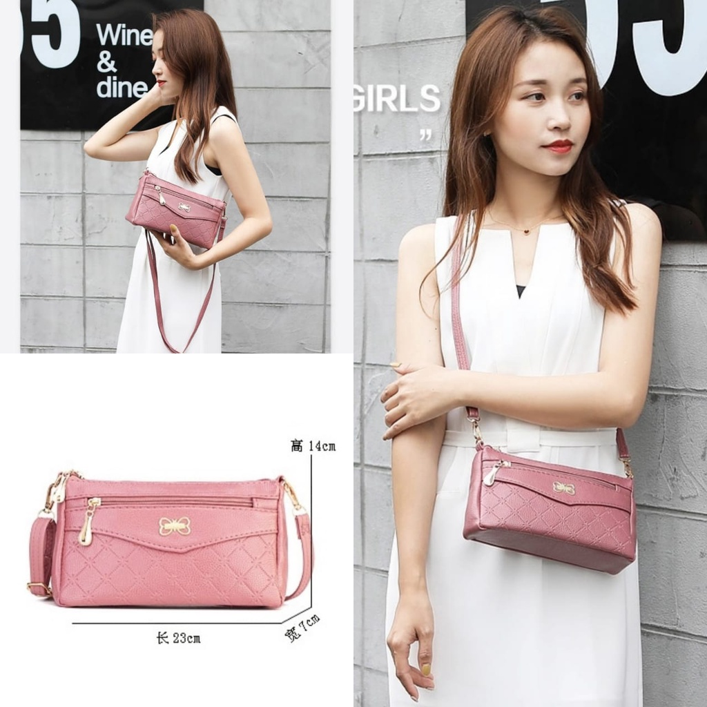 TAS SELEMPANG WANITA PREMIUM PESTA KOREA MURAH KULIT PINK SHEILA TA420P3 SLING BAG BRANDED BATAM REMAJA KEKINIAN ORI FASHION