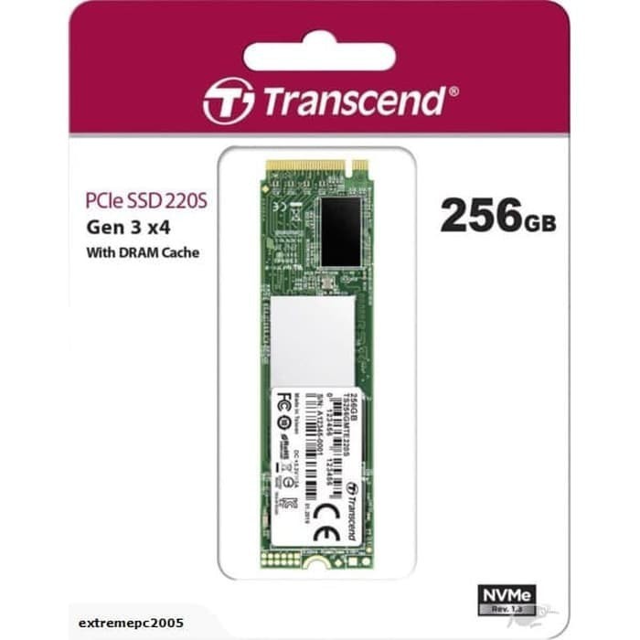 Transcend SSD 256GB M2 NVME TS256GMTE220S 220S