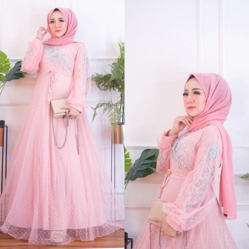 BEST SELLER ASHANTY DRESS/NASYA DRESS/GAMIS BRUKAT MUTIARA PREMIUM/DRESS LEBARAN REAL PICT