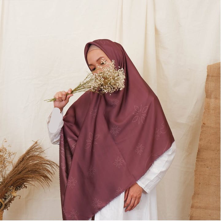 Hijab Voal Printing Laser Cut Jilbab Segi Empat Syari Motif Sakhi