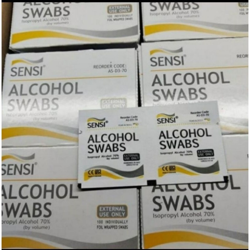 Sensi Alkohol Swab/ Kapas Alkohol 100 lembar