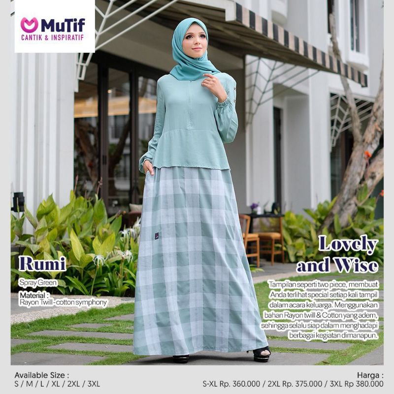 [COD] New Arrival Gamis Jumbo Terbaru MUTIF RUMI ORIGINAL || Spray Green || Rayon Twill - Cotton Sym