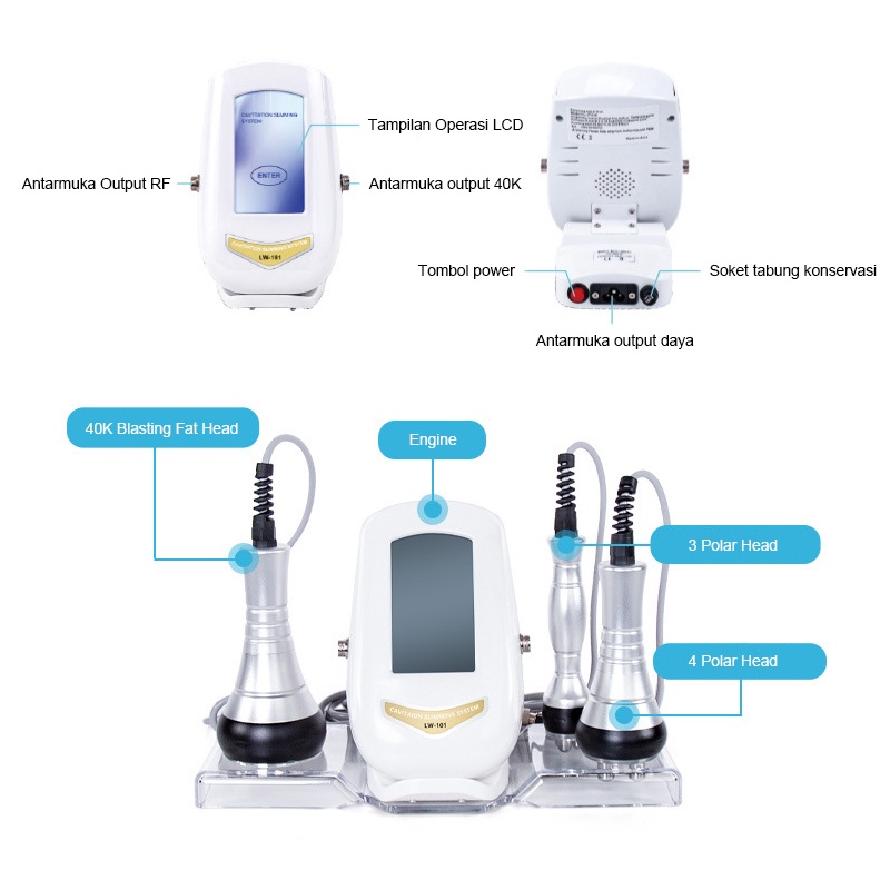 ⭐Garansi⭐ 3 in 1 RF 40K 80K Radio Frequency Slimming Machine Penjual profesional 4 in 1 6 in 1 Ultrasound 40k Cavitation Wajah Badan Burn Fat Pelangsing Tubuh Hilangkan Kerut ly