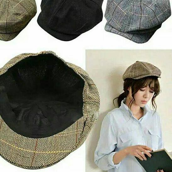 Dijual⊛ Topi Newsboy Cap Gatsby Octagonal Woll Hat - Bagus