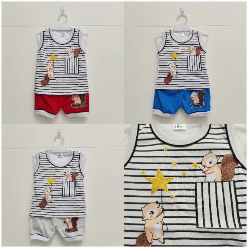 EROS SINGLET Setelan baju celana pendek bayi MICKEY, DORAEMON, SHARK, YUPI, COLA