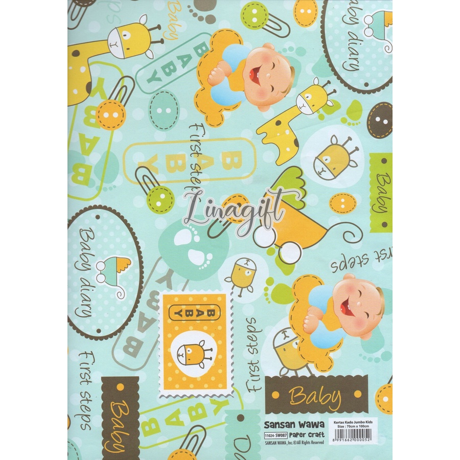 ( 5 Lembar ) JUMBO BABY - KERTAS KADO SANWA - GIFT WRAPPING PAPER SANSAN WAWA BABY BOY GIRL BAYI NEWBORN LAHIR BIRTHDAY