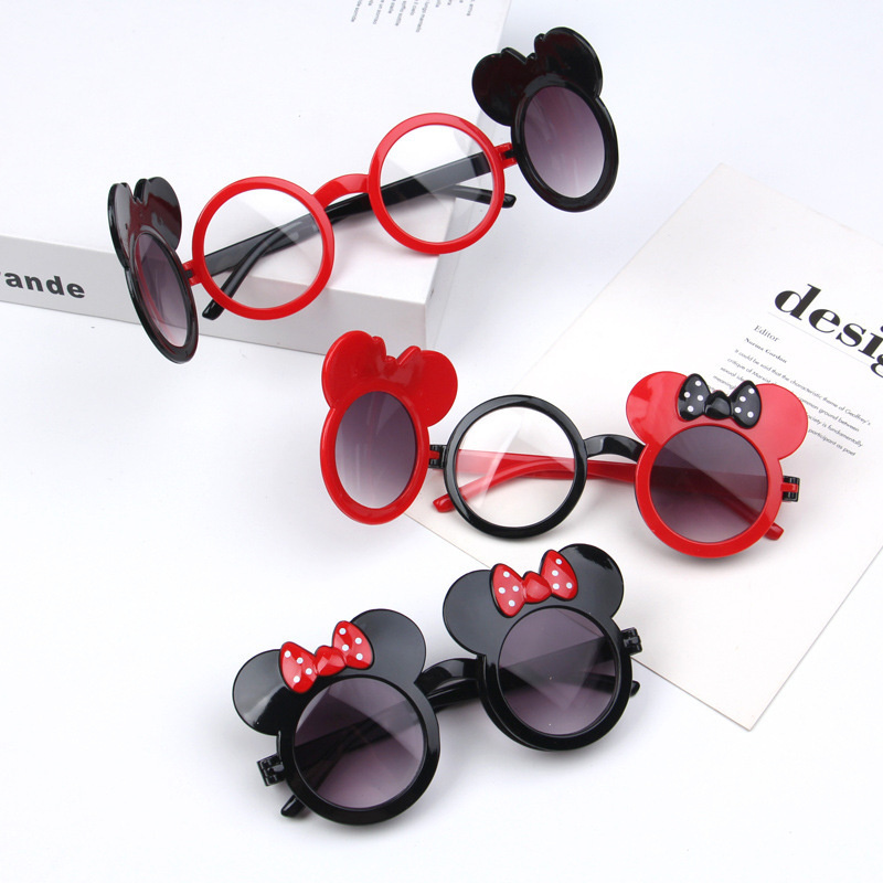 Kacamata Anak Perempuan Sunglasses Mickey Double Lens Miki Mouse Lucu Dua Lensa Hitam Putih Buka