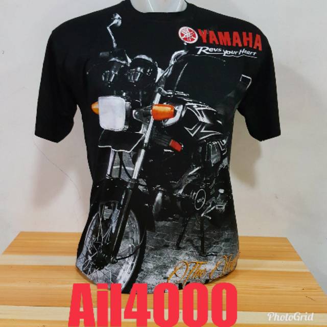 Ali4000 kaos  berlengan pria  baju  cowok motif motor yamaha 