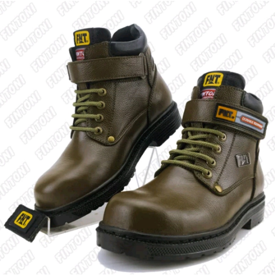 Sepatu Pria Boots Safety Kulit Fintoni Steel Toe