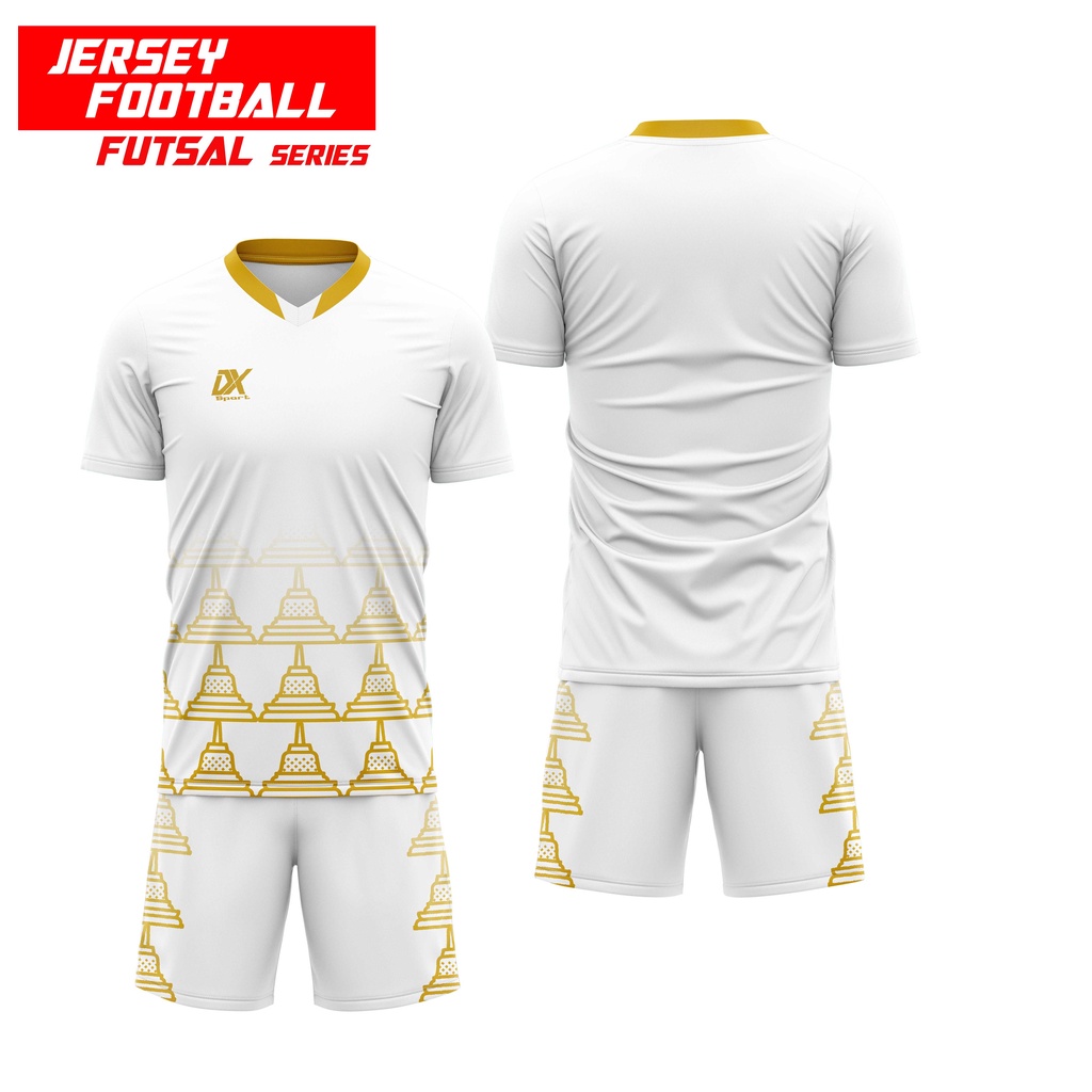 BAJU JERSEY BOLA FUTSAL DX TEMPLE GOLD FULLPRINTING ONE SET PREMIUM