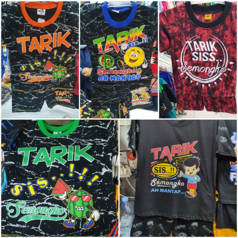 SETELAN BAJU ANAK TARIK SIS SEMONGKO VIRAL KAOS KATA KATA